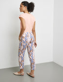 Into The Light Crop Trousers - Ecru/red/orange