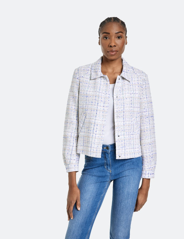 Ocean Wonders Blazer - Ecru/white/blue Figured