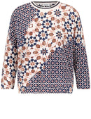 Into The Light 3/4Slv Print Jumper - Ecru/white/blue