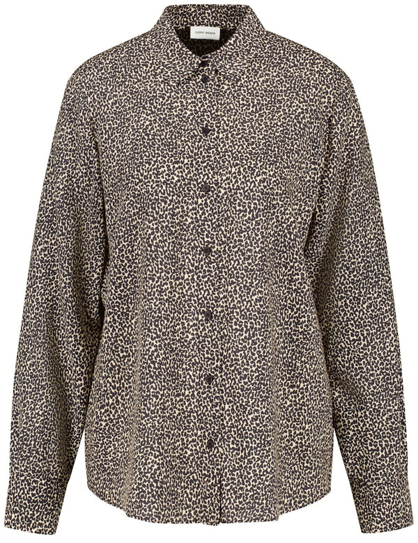 Symbiotic Red Print Blouse - Black/beige Print