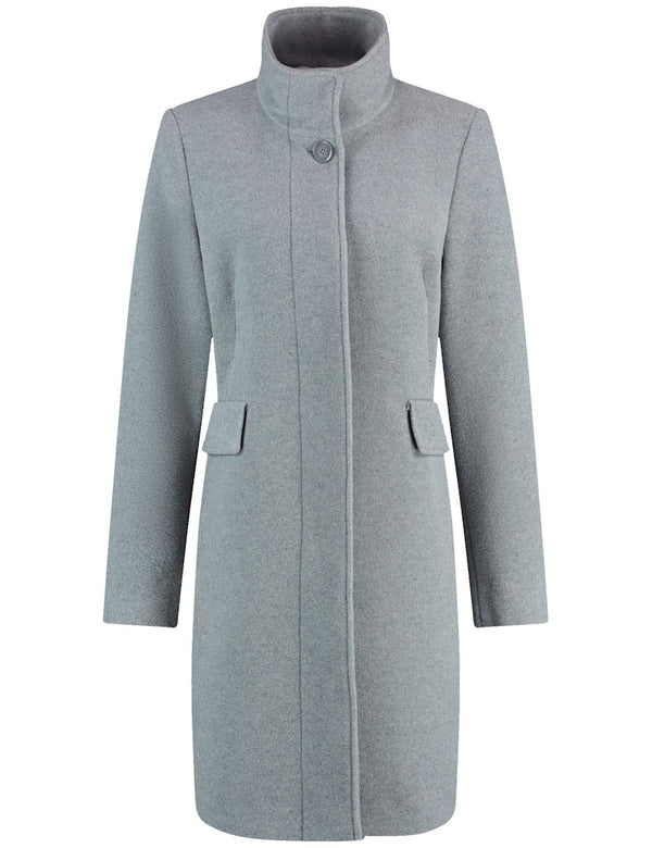 Symbiotic Red Wool Coat - Silver Grey Melange