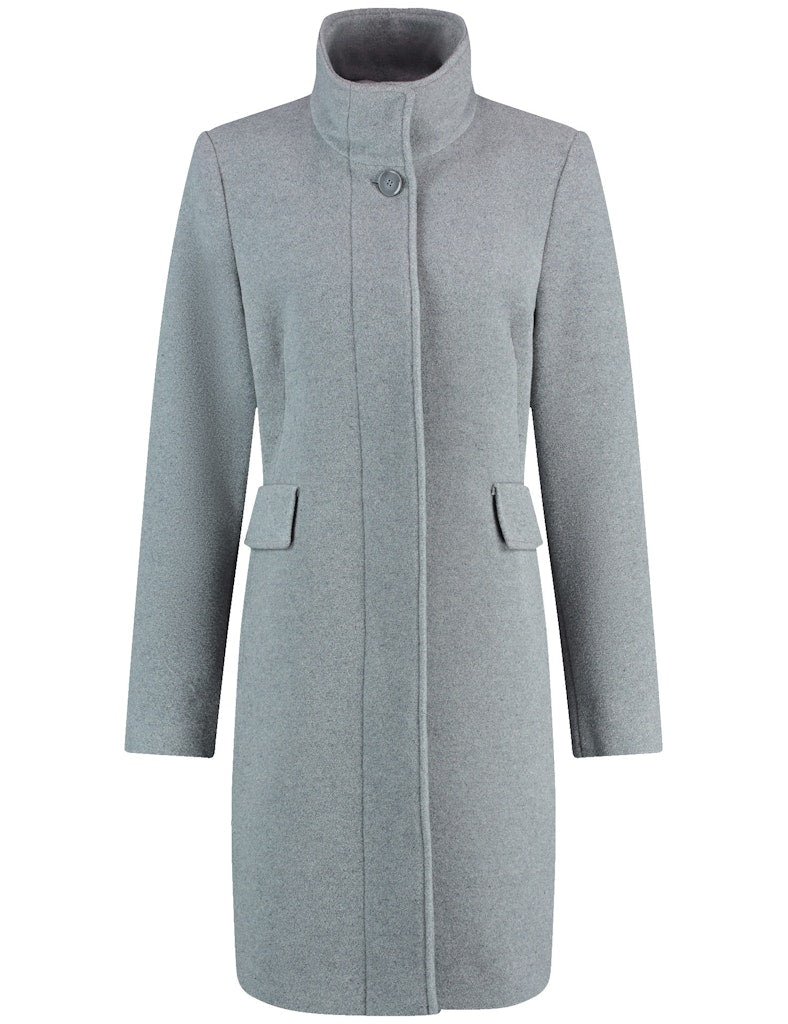 Symbiotic Red Wool Coat - Silver Grey Melange