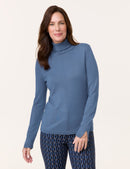 Blue Dimension Polo Neck Jumper - Blue Steel