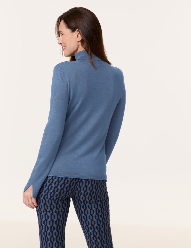 Blue Dimension Polo Neck Jumper - Blue Steel