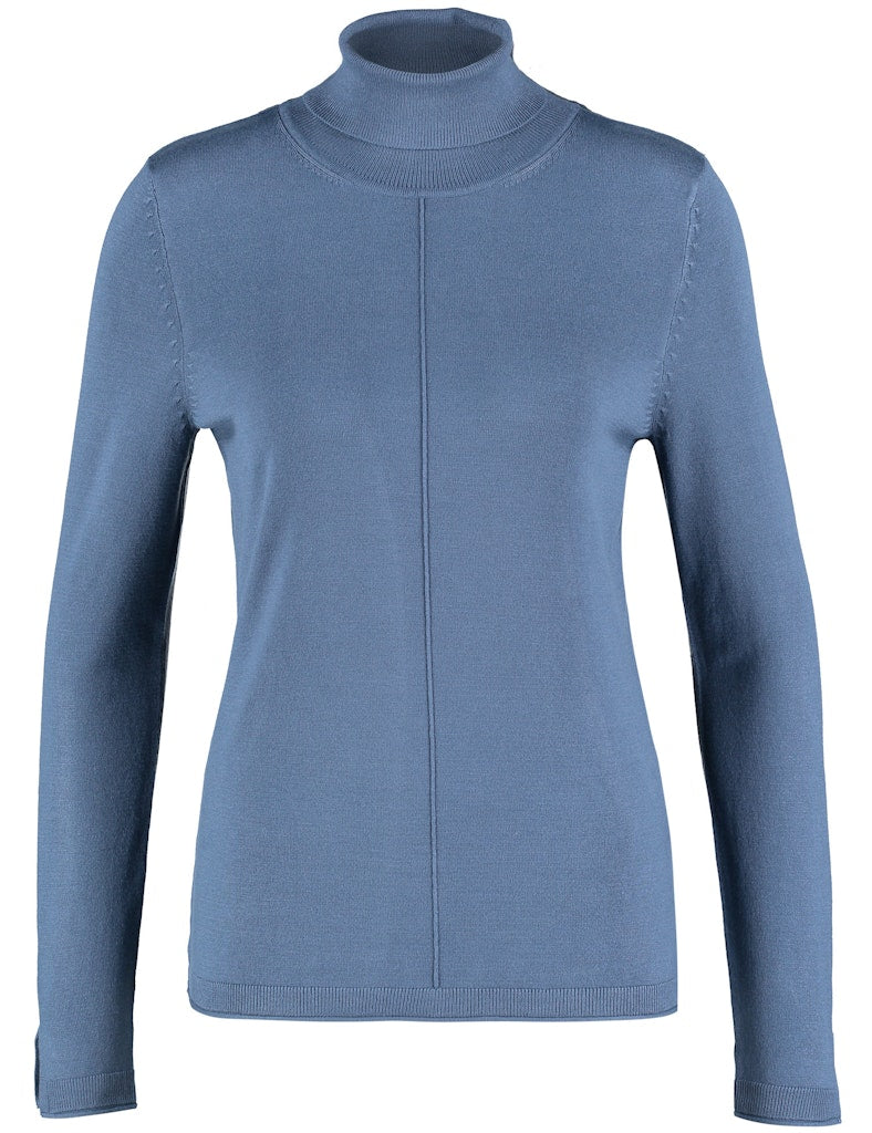 Blue Dimension Polo Neck Jumper - Blue Steel