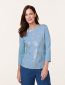 Blue Dimension 3/4 Sleeve Tee - Cloud