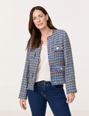Blue Dimension Jacket - Blue/camel Houndstooth