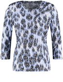 Blue Dimension 3/4 Sleeve Print Tee - Blue/black Print