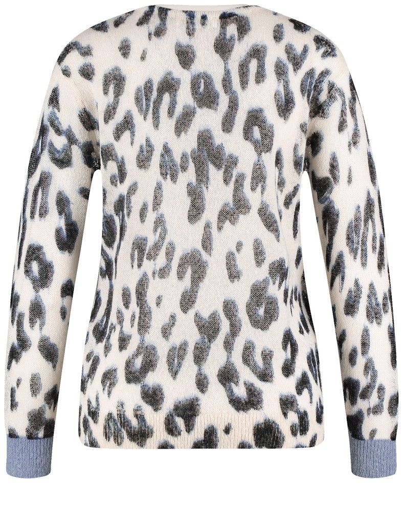 Blue Dimension Round Neck Jumper - Beige/blue