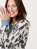 Blue Dimension Round Neck Jumper - Beige/blue