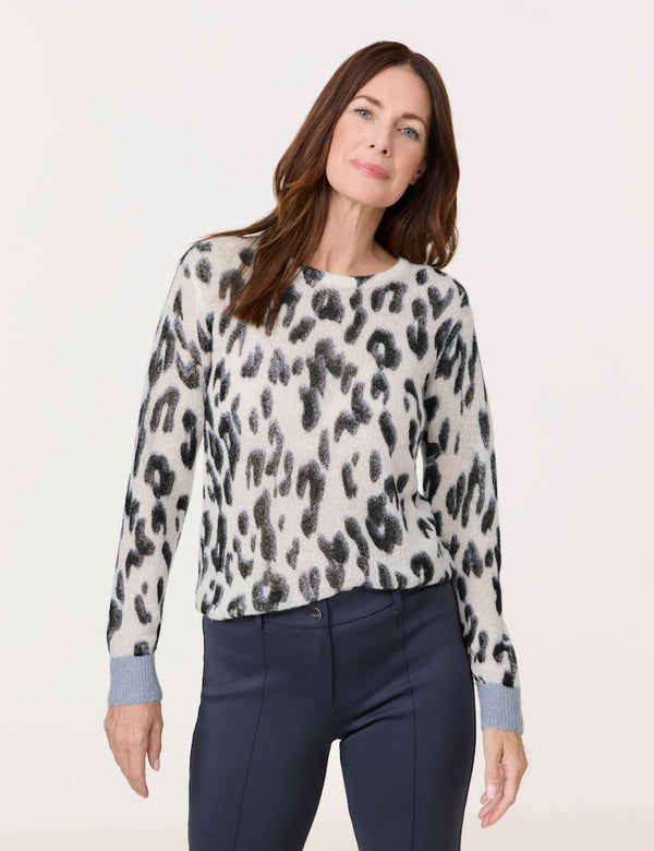 Blue Dimension Round Neck Jumper - Beige/blue