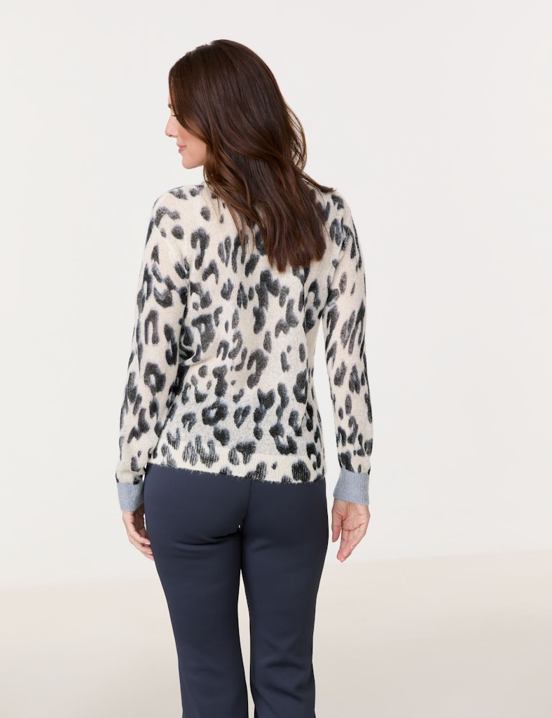 Blue Dimension Round Neck Jumper - Beige/blue