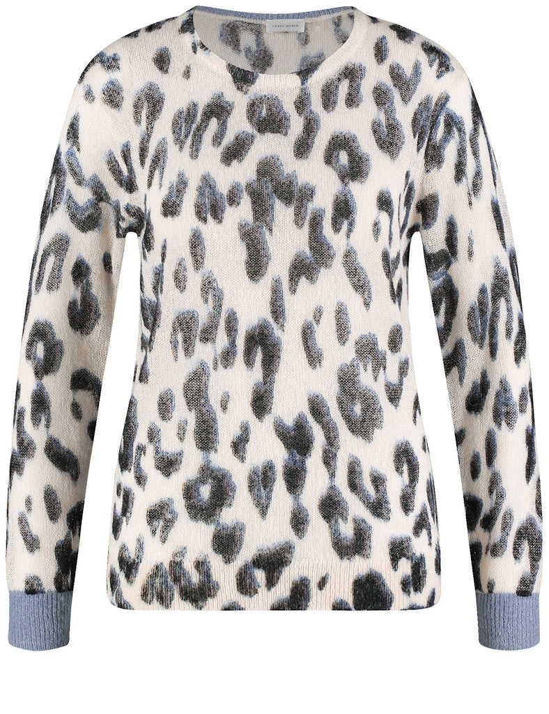 Blue Dimension Round Neck Jumper - Beige/blue