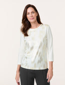 Blue Dimension 3/4 Sleeve Tee - Off White