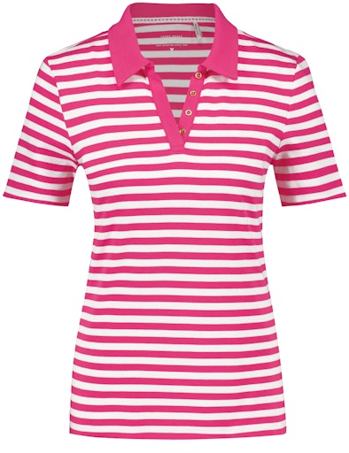 Short Sleeve Polo Shirt - Lilac/pink/ecru