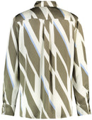 Geo Graphics Print Blouse - Khaki/White