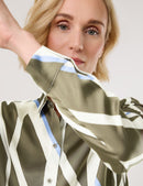 Geo Graphics Print Blouse - Khaki/White