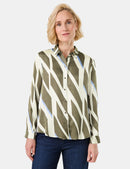 Geo Graphics Print Blouse - Khaki/White