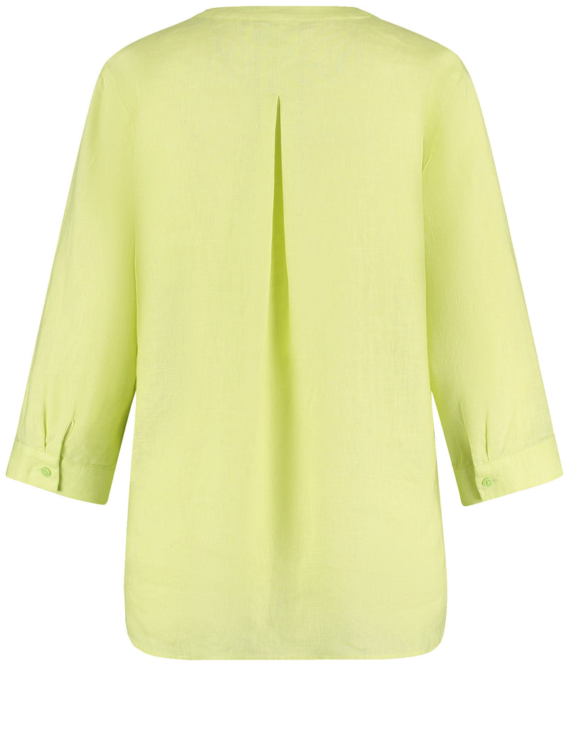Linen 3/4 Sleeve Blouse - Lime