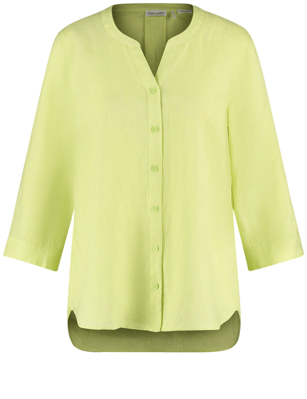 Linen 3/4 Sleeve Blouse - Lime