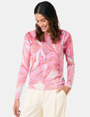 ColourExplosion Print Jumper - Red/pink/sunrise Leaf