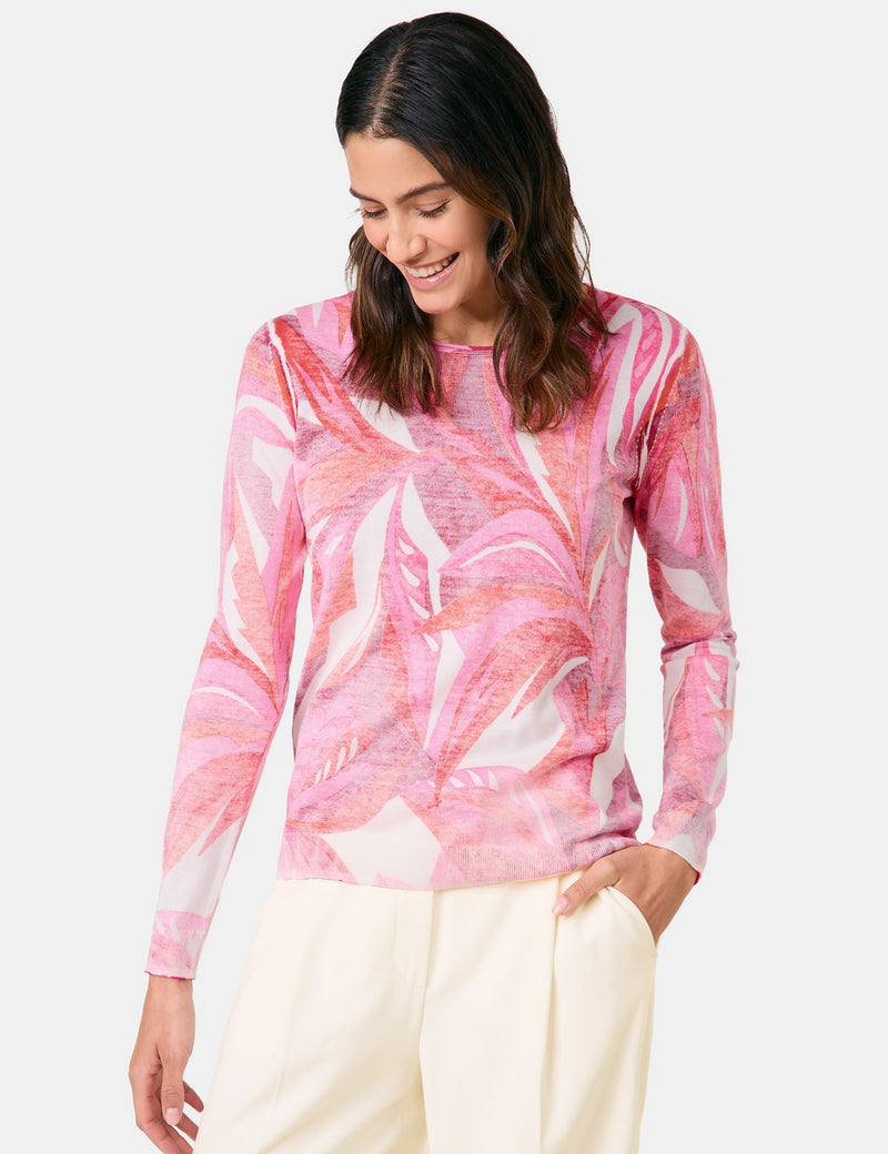 ColourExplosion Print Jumper - Red/pink/sunrise Leaf