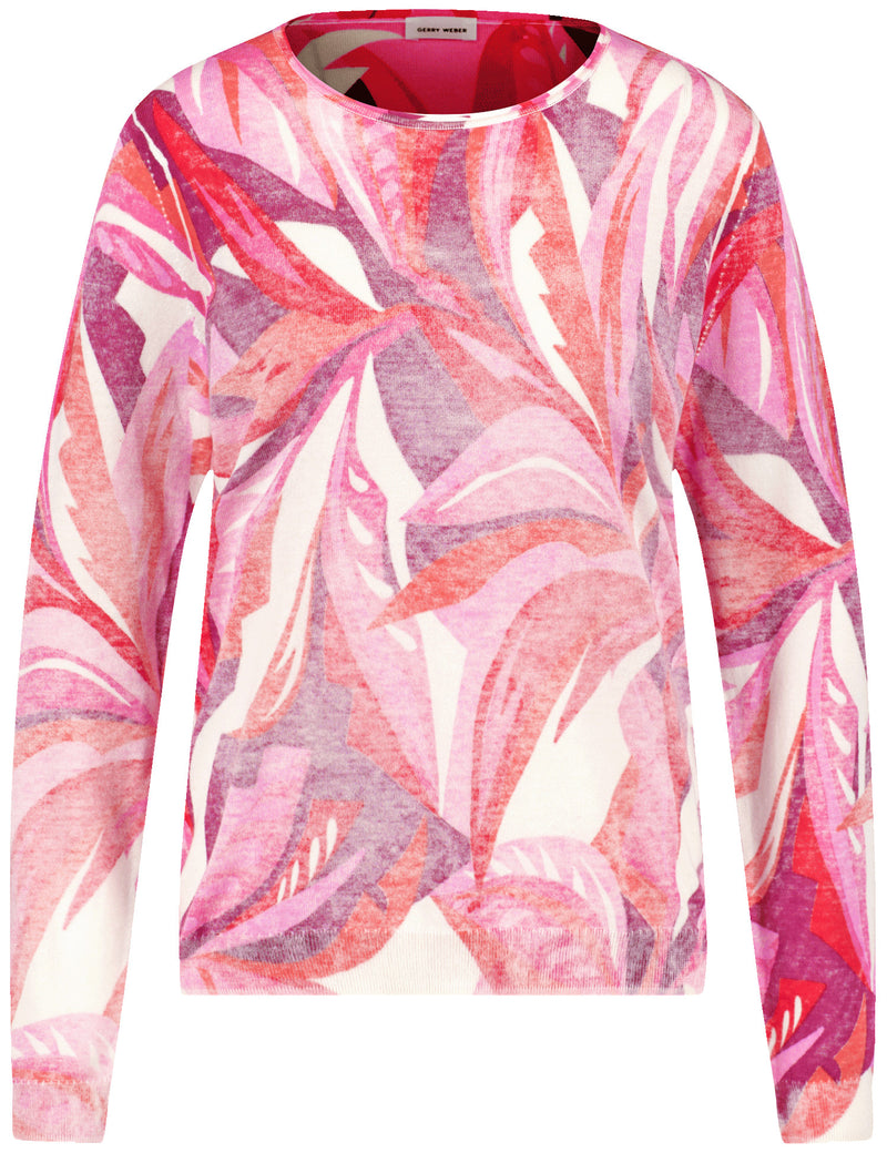 ColourExplosion Print Jumper - Red/pink/sunrise Leaf
