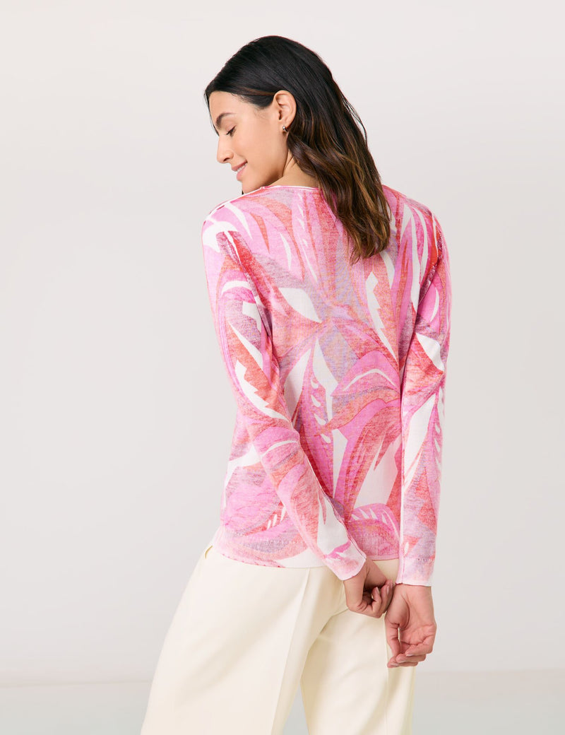 ColourExplosion Print Jumper - Red/pink/sunrise Leaf