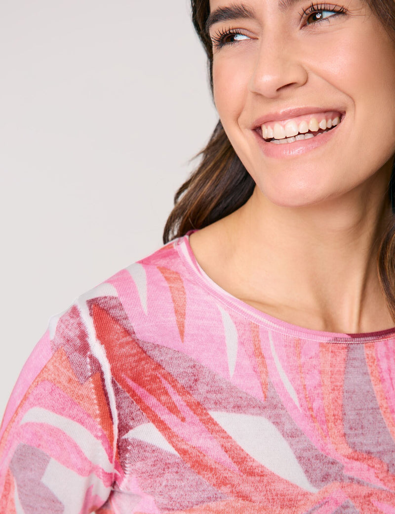 ColourExplosion Print Jumper - Red/pink/sunrise Leaf