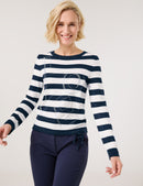 Geo Graphics Stripe Jumper - Night Sky/off White