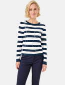 Geo Graphics Stripe Jumper - Night Sky/off White