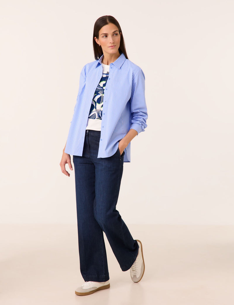 Geo Graphics Print Blouse - Light Blue/white