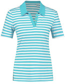 Short Sleeve Polo Shirt - Blue/ecru/white