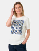 Geo Graphics Short Sleeve T-Shirt - Off White/royal