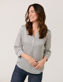 Colour Explosion 3/4 Sleeve Blouse - Whisp.white/black