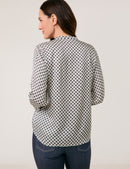 Colour Explosion 3/4 Sleeve Blouse - Whisp.white/black