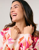 ColourExplosion Print Jumper - Off White/pink/orange