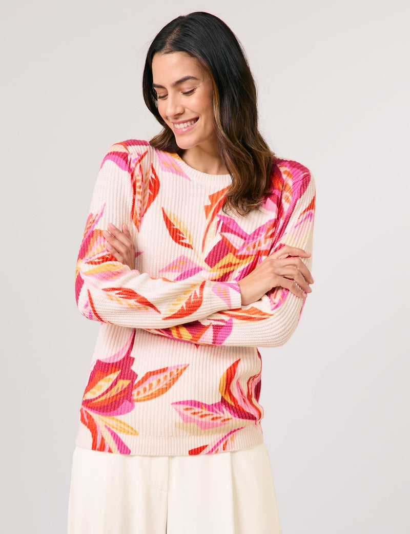 ColourExplosion Print Jumper - Off White/pink/orange