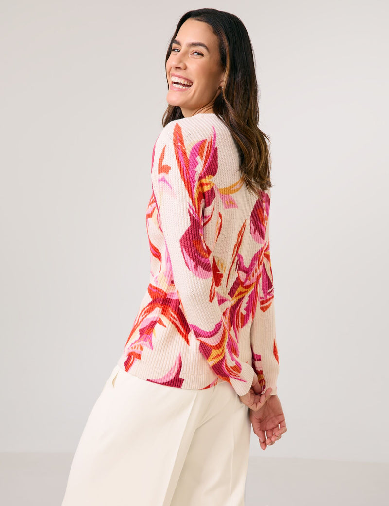 ColourExplosion Print Jumper - Off White/pink/orange