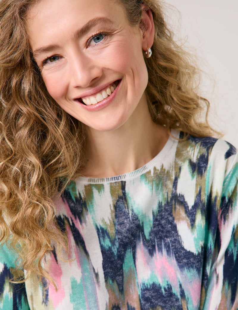 City Safari Print Jumper - Sandshell/multi