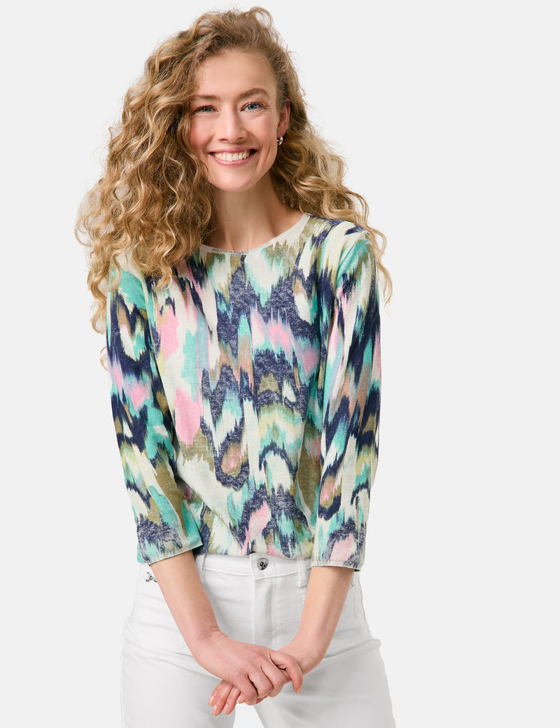 City Safari Print Jumper - Sandshell/multi