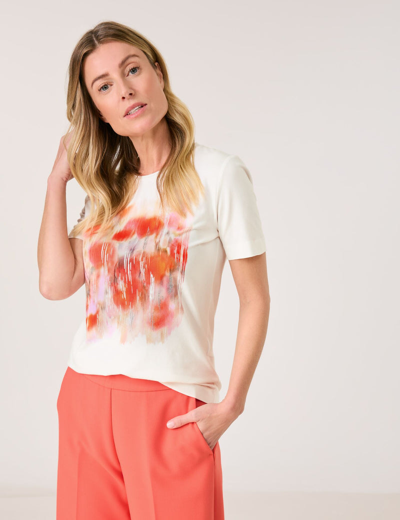 Colour Explosion T-Shirt - Off White/orange/pink