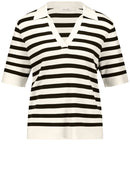 Black &amp; Brights V Neck Jumper - Off White/black Stripe