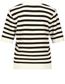 Black &amp; Brights V Neck Jumper - Off White/black Stripe