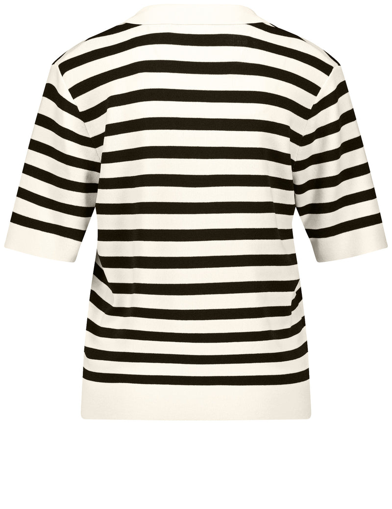 Black &amp; Brights V Neck Jumper - Off White/black Stripe