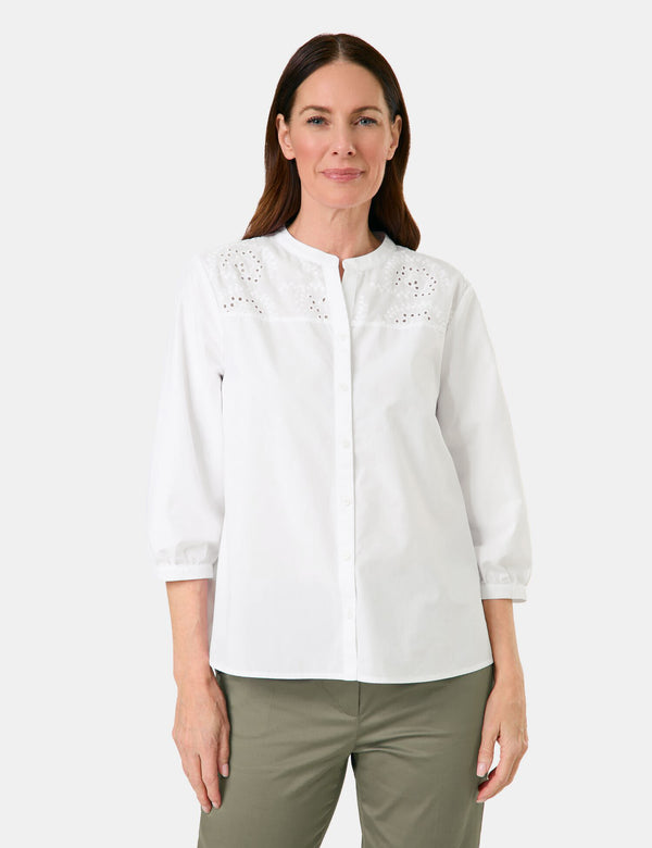 City Safari 3/4Sleeve Blouse - White/white
