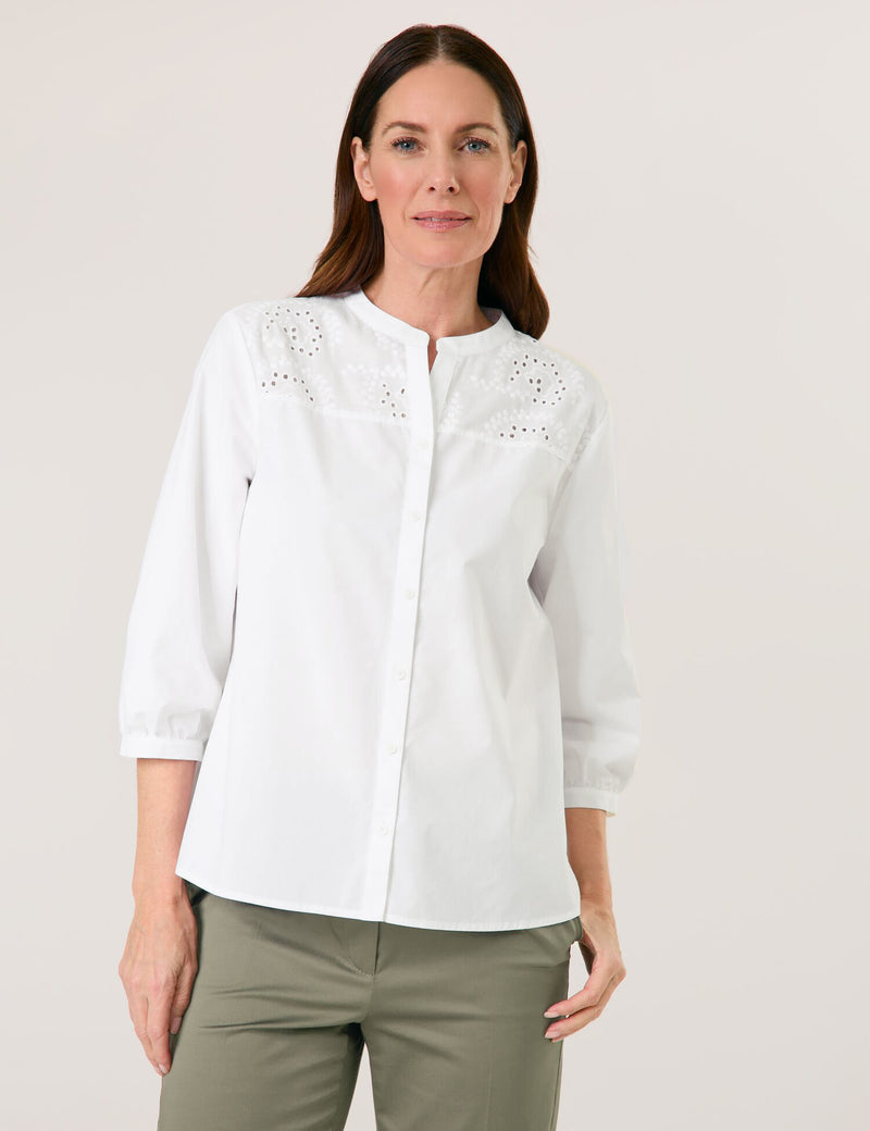 City Safari 3/4Sleeve Blouse - White/white