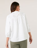 City Safari 3/4Sleeve Blouse - White/white