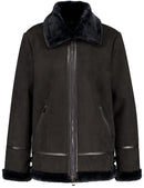 Flower Power Fur Collar Jacket - Black