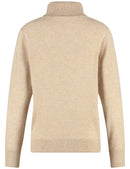 Flower Power PoloNeck Jumper - Taupe Melange